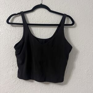 Lululemon Align Crop Tank Top Black Size 12 Bra Pads Gym Workout